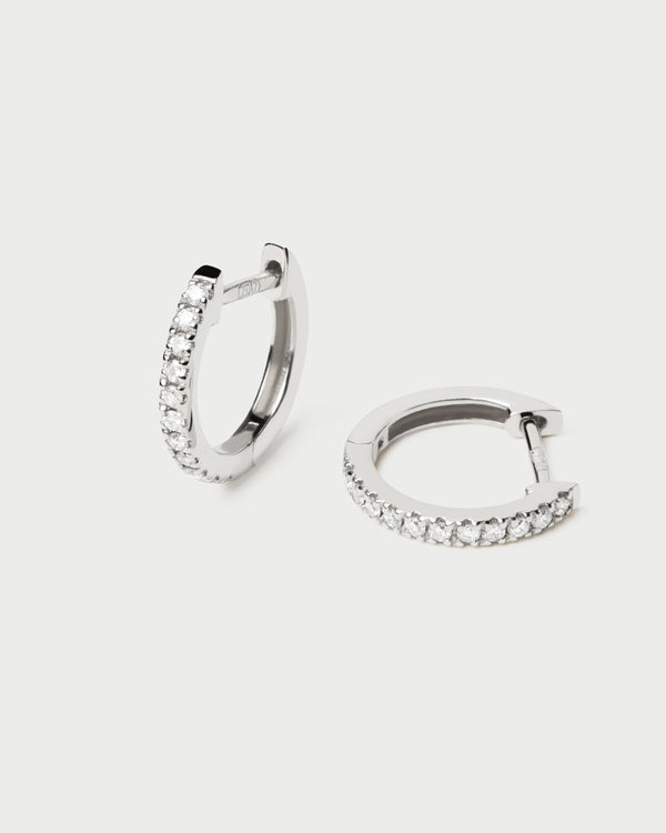 p d paola Diamonds and White Gold Eternity Mini Hoops