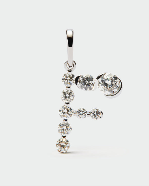 p d paola Diamonds and white gold F initial pendant