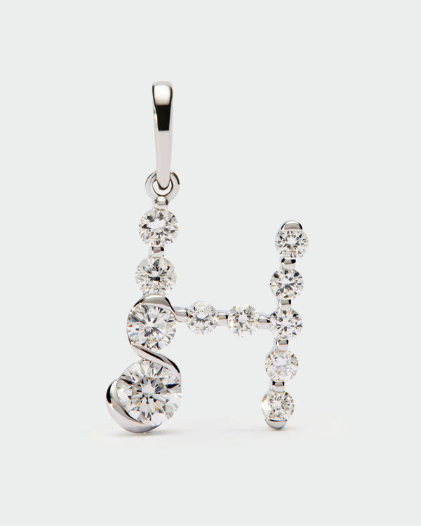 p d paola Diamonds and white gold H initial pendant