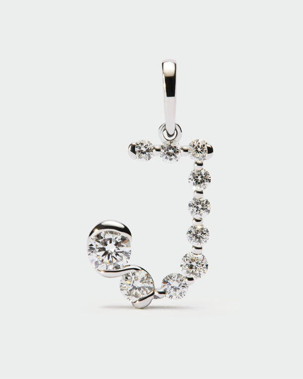 p d paola Diamonds and white gold J initial pendant