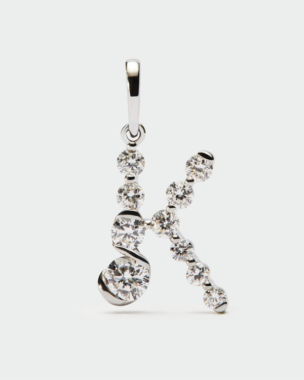 p d paola Diamonds and white gold K initial pendant