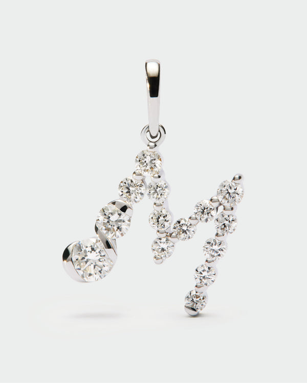 p d paola Diamonds and white gold M initial pendant