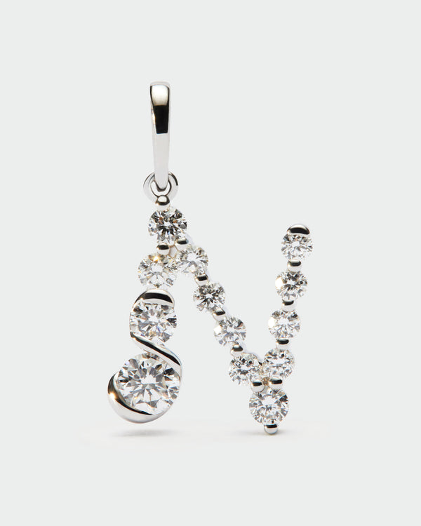 p d paola Diamonds and white gold N initial pendant