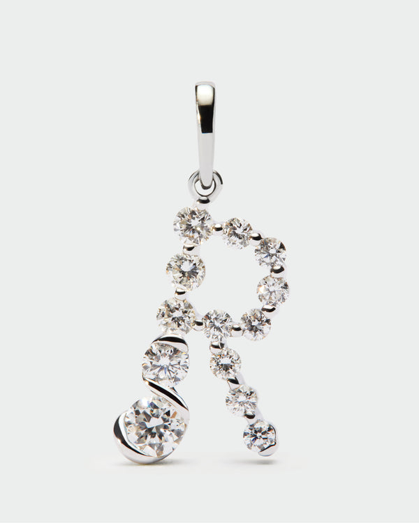 p d paola Diamonds and white gold R initial pendant