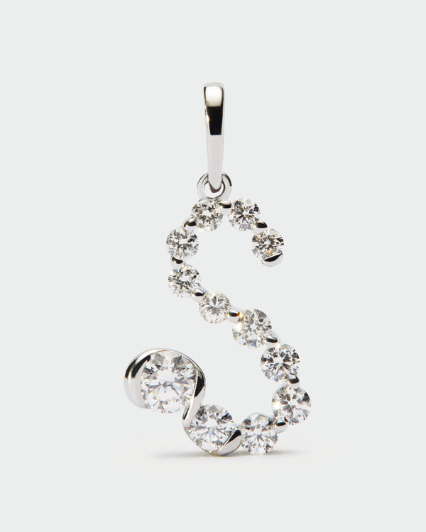 p d paola Diamonds and white gold S initial pendant