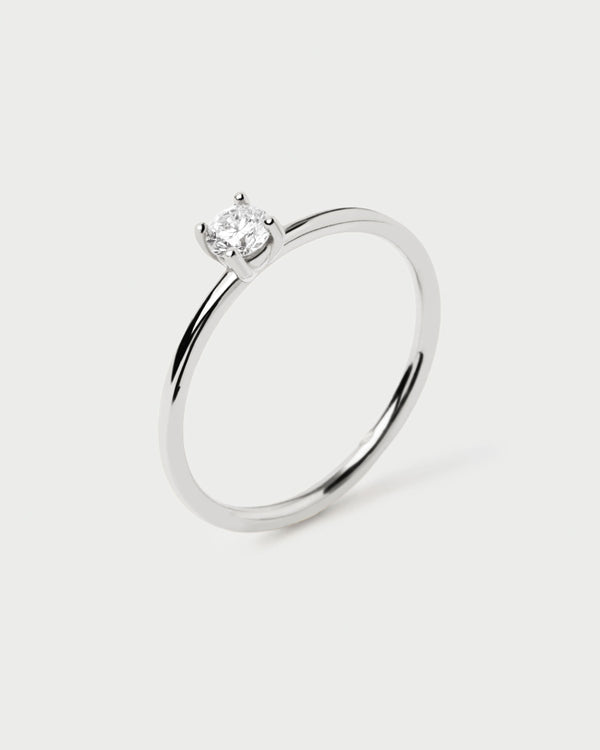 p d paola Diamonds and White Gold Solitaire Medium Ring