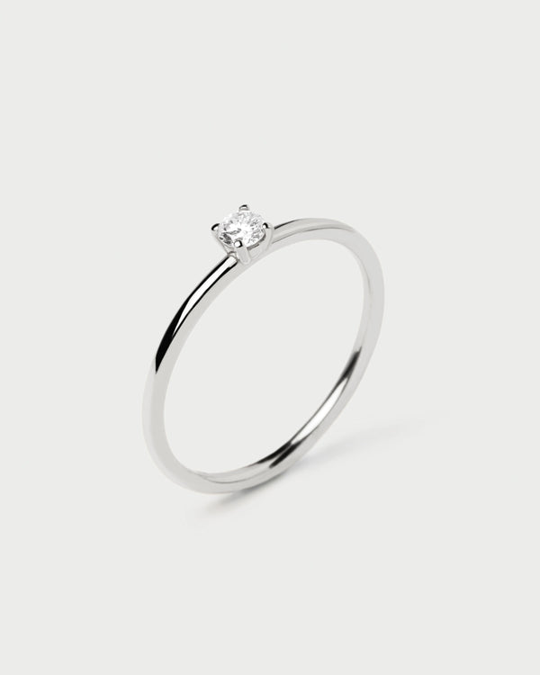 p d paola Diamonds and White Gold Solitaire Mini Ring