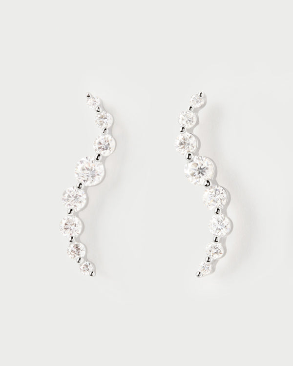 p d paola Diamonds and white gold Venus stud earrings