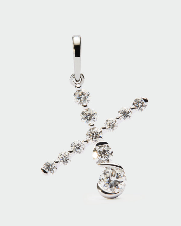 p d paola Diamonds and white gold X initial pendant