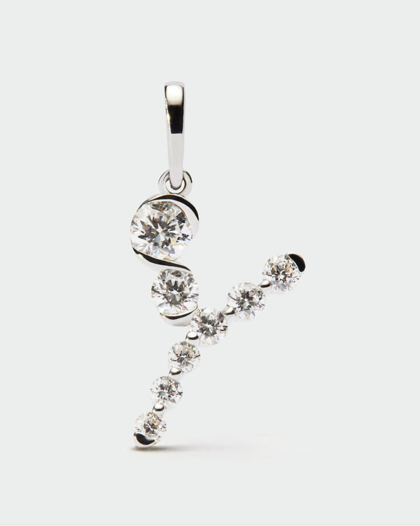 p d paola Diamonds and white gold Y initial pendant