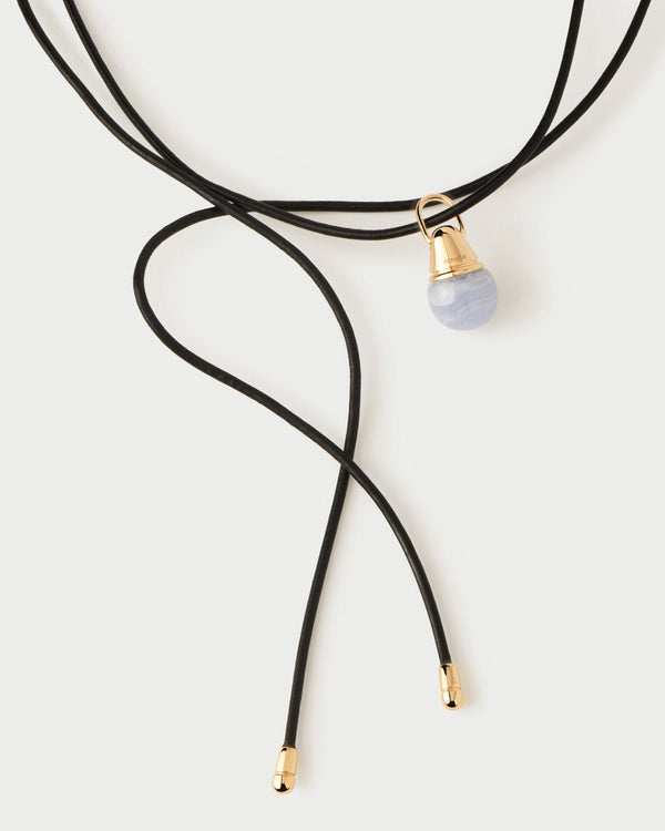 P D Paola Dana Leather Bow Necklace