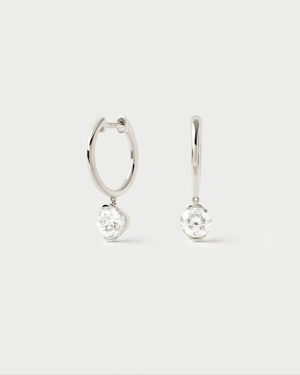 p d paola Diamond and white gold Grace hoops