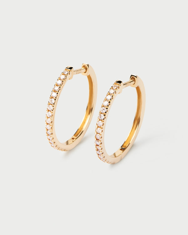 p d paola Diamonds and Gold Eternity Medium Hoops