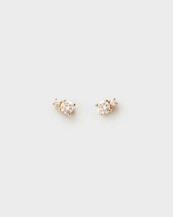 p d paola Diamonds and Gold Solitaire Duo Studs