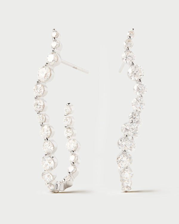p d paola Diamonds and white gold Venus hoops