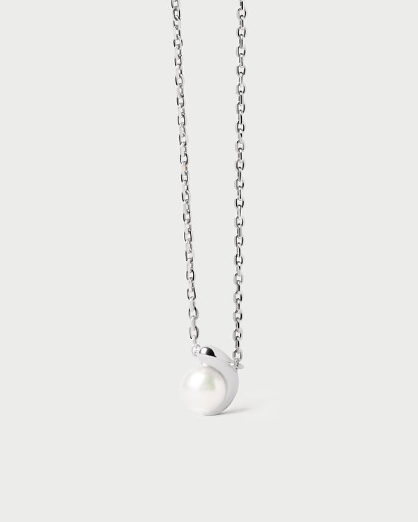 p d paola La perla solitary silver necklace