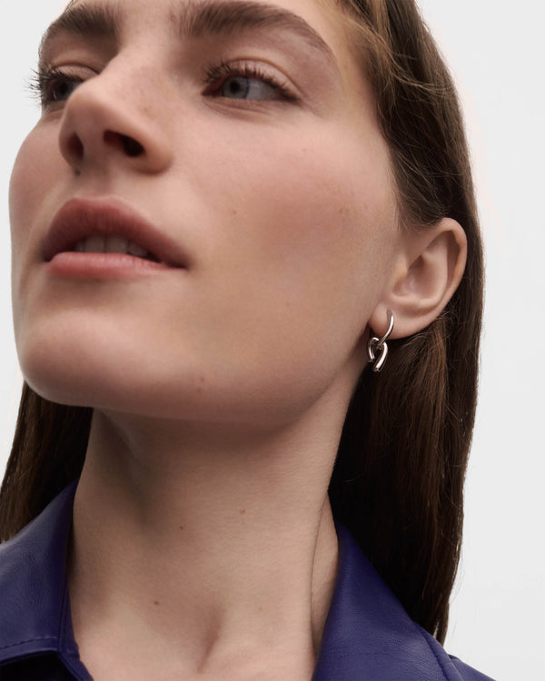 P D Paola Mini Twist Silver Hoops