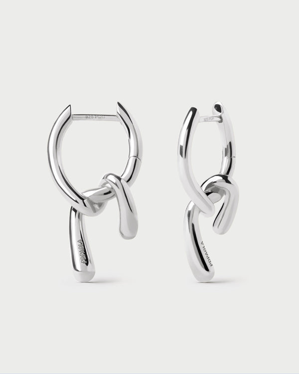 P D Paola Mini Twist Silver Hoops