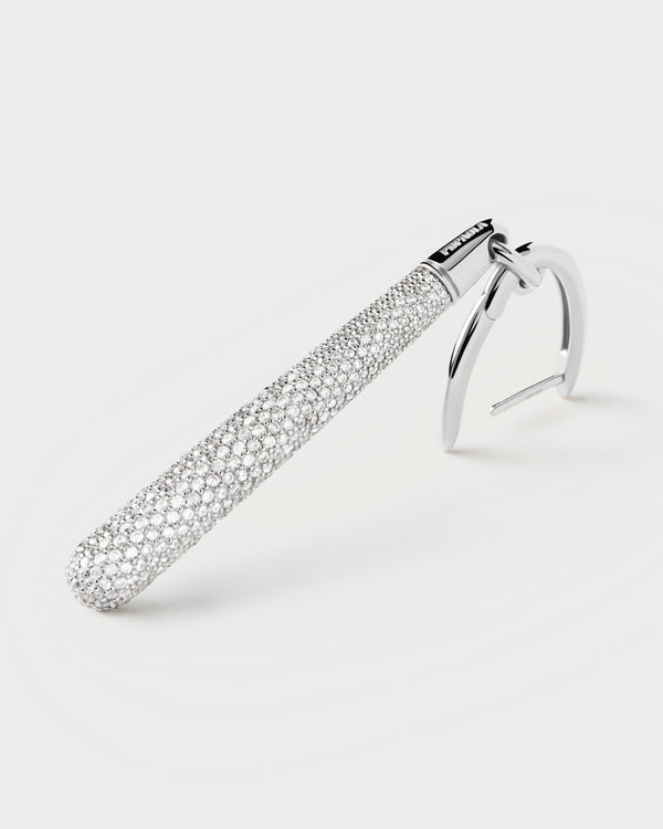P D Paola Pavé Supreme Jupiter Silver Single Hoop