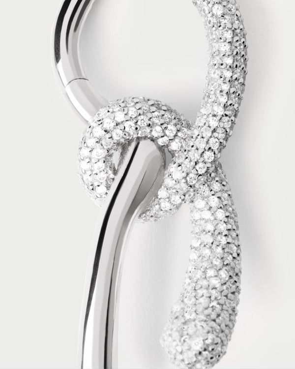 P D Paola Pave Twist Silver Hoops