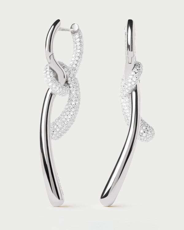 P D Paola Pave Twist Silver Hoops