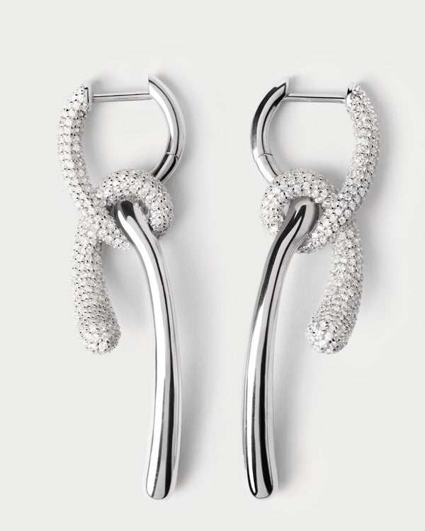 p d paola Pave Twist silver hoops