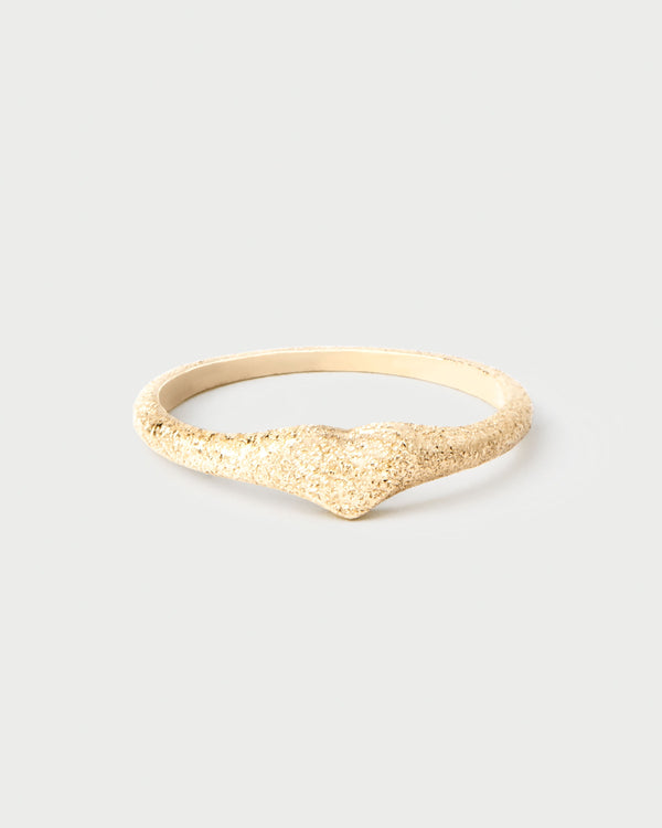 p d paola Sandblasted Gold Heart Stamp Ring
