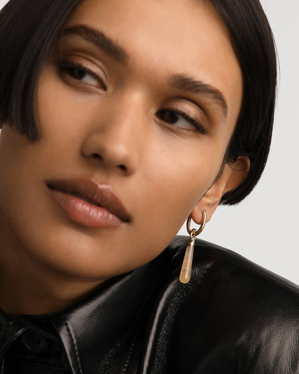 P D Paola Yellow Aventurine Large Jupiter Single Hoop