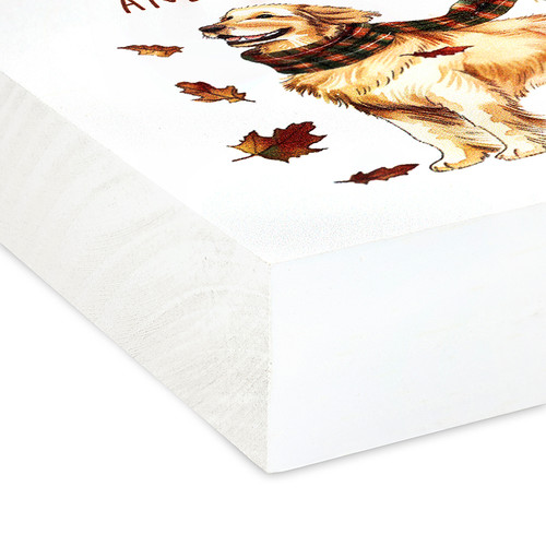 P. Graham Dunn Autumn Leaves And Dogs Please Wood Block