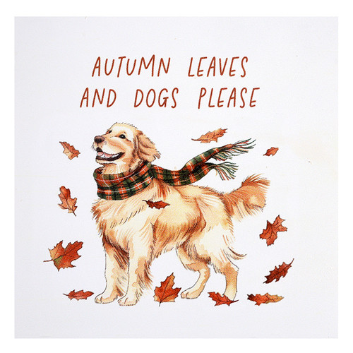 p. graham dunn Autumn Leaves and Dogs Please Wood Block
