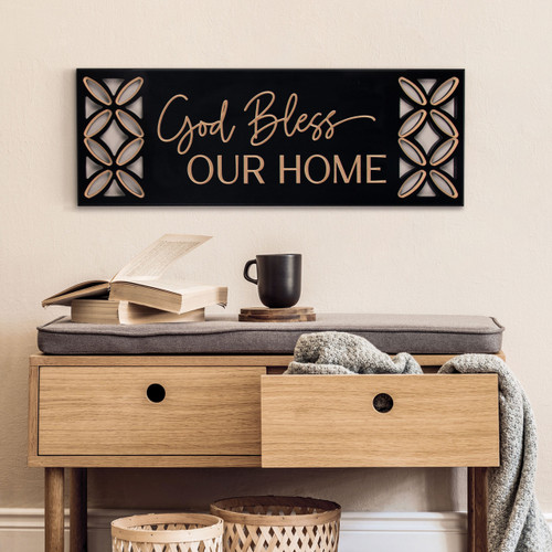 P. Graham Dunn Carved Black Collection - God Bless Our Home