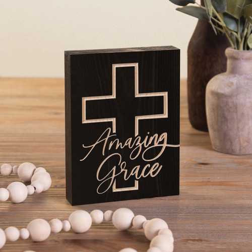 p. graham dunn Carved Black Collection Word Block - Amazing Grace