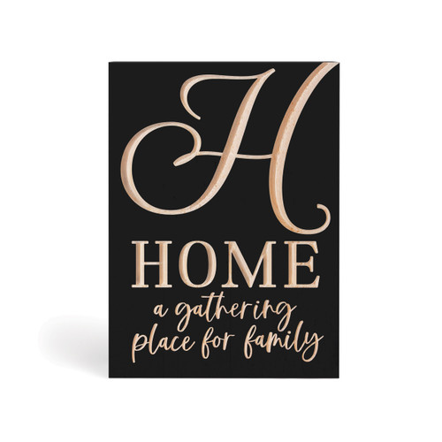 P. Graham Dunn Carved Black Collection Word Block - Home A Gathering Place For Family