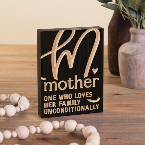P. Graham Dunn Carved Black Collection Word Block - Mother One Who Loves