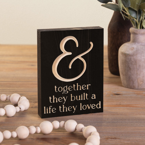 p. graham dunn Carved Black Collection Word Block - Together They Built A Life