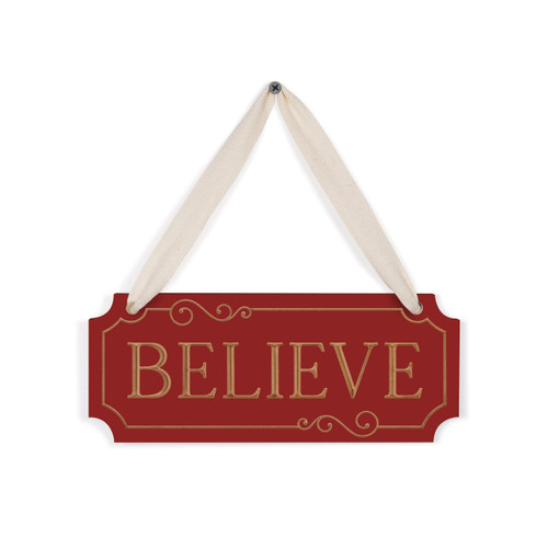 p. graham dunn Carved Christmas Collection Hanging Sign - Believe