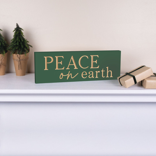 p. graham dunn Carved Christmas Collection Word Block - Peace On Earth