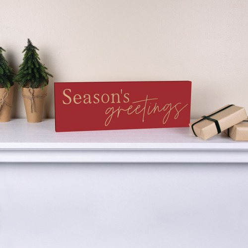p. graham dunn Carved Christmas Collection Word Block - Season's Greetings