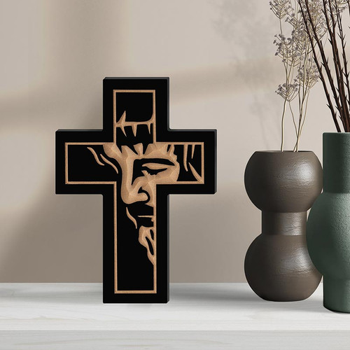 P. Graham Dunn Carved Cross Of Faith Collection - Jesus Black Small