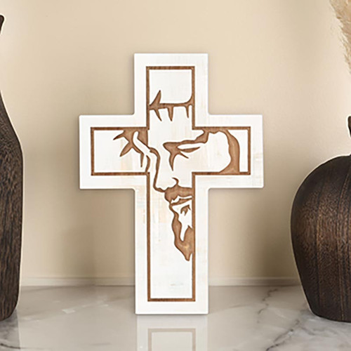 P. Graham Dunn Carved Cross Of Faith Collection - Jesus White Small