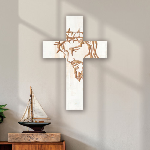 p. graham dunn Carved Cross Of Faith Collection White Cross - Jesus - Extra Large