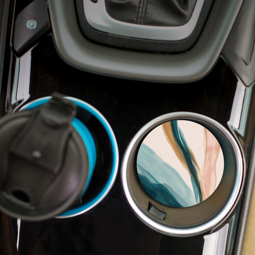 P. Graham Dunn Ceramic Car Coasters (Retail Pack) - Blue Abstract