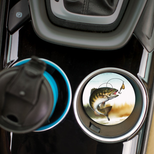 P. Graham Dunn Ceramic Car Coasters (Retail Pack) - Fishing