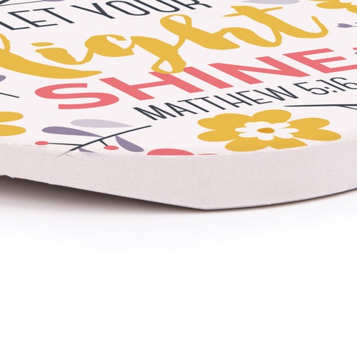 P. Graham Dunn Ceramic Car Coasters (Retail Pack) - Let Your Light Shine