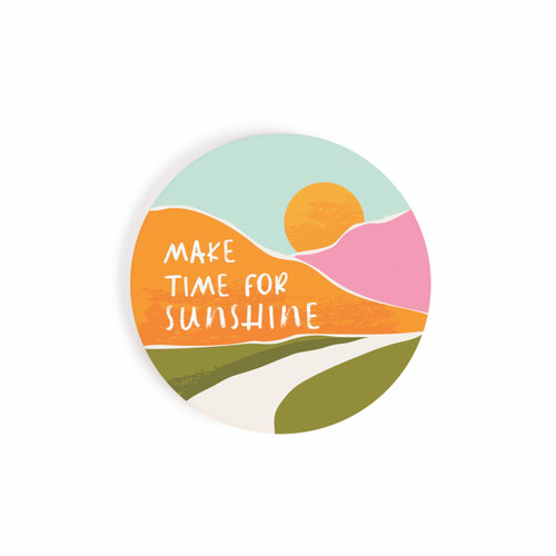 P. Graham Dunn Ceramic Car Coasters (Retail Pack) - Make Time For Sunshine