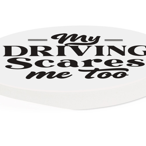 p. graham dunn Ceramic Car Coasters (Retail Pack) - My Driving Scares Me Too