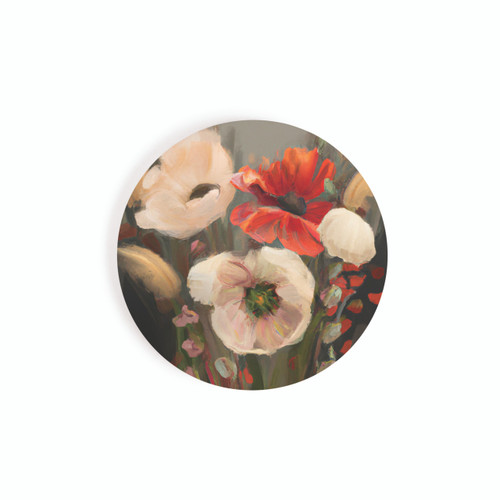 P. Graham Dunn Ceramic Car Coasters (Retail Pack) - Red Flower