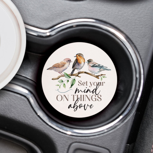 p. graham dunn Ceramic Car Coasters (Retail Pack) - Set Your Mind On Things Above