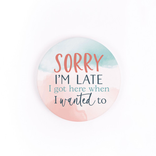 P. Graham Dunn Ceramic Car Coasters (Retail Pack) - Sorry I'm Late