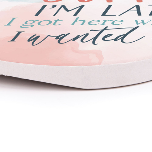 p. graham dunn Ceramic Car Coasters (Retail Pack) - Sorry I'm Late